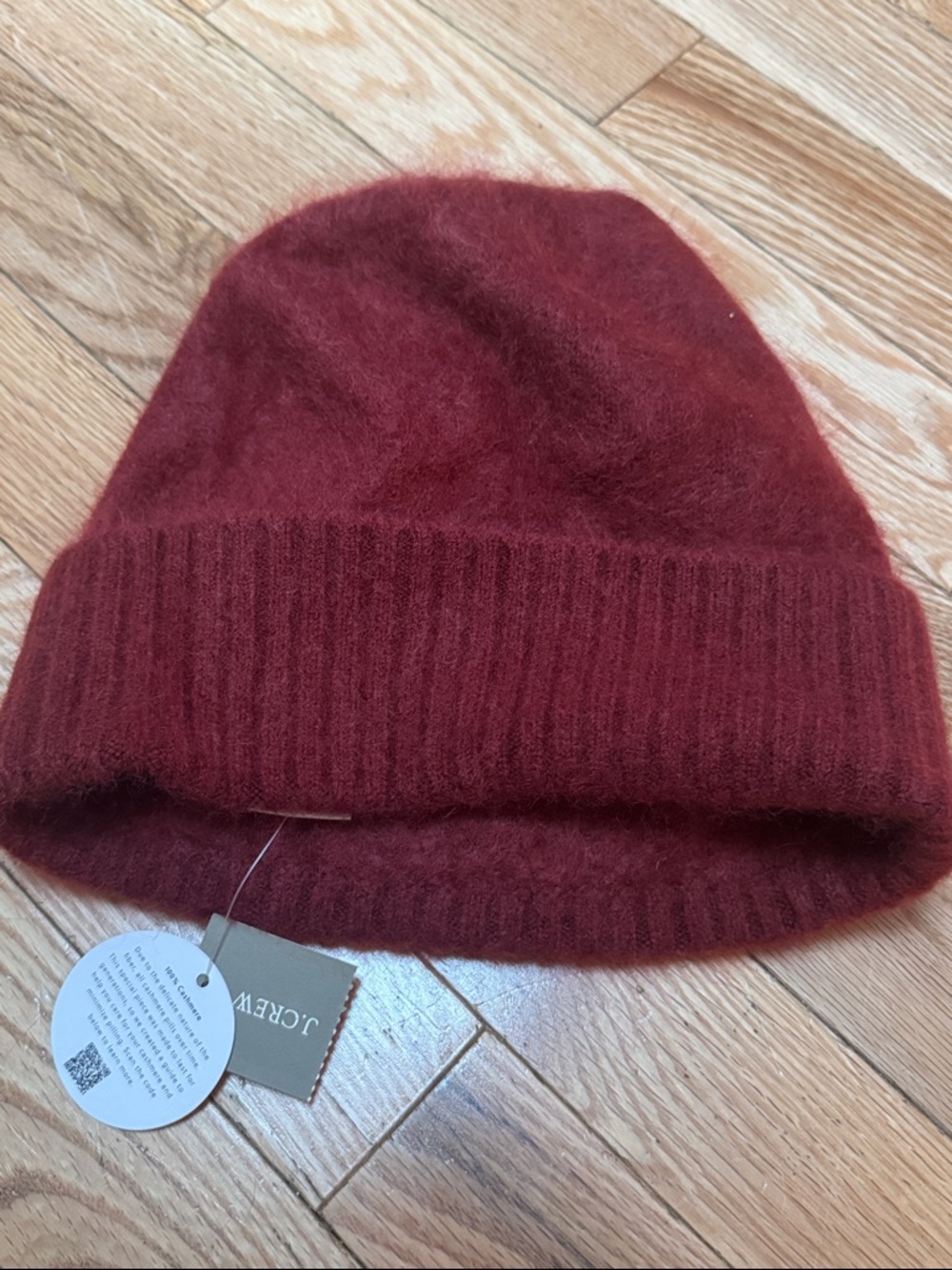 J. Crew Deep Wine 💯% Cashmere Folded Cuff hat